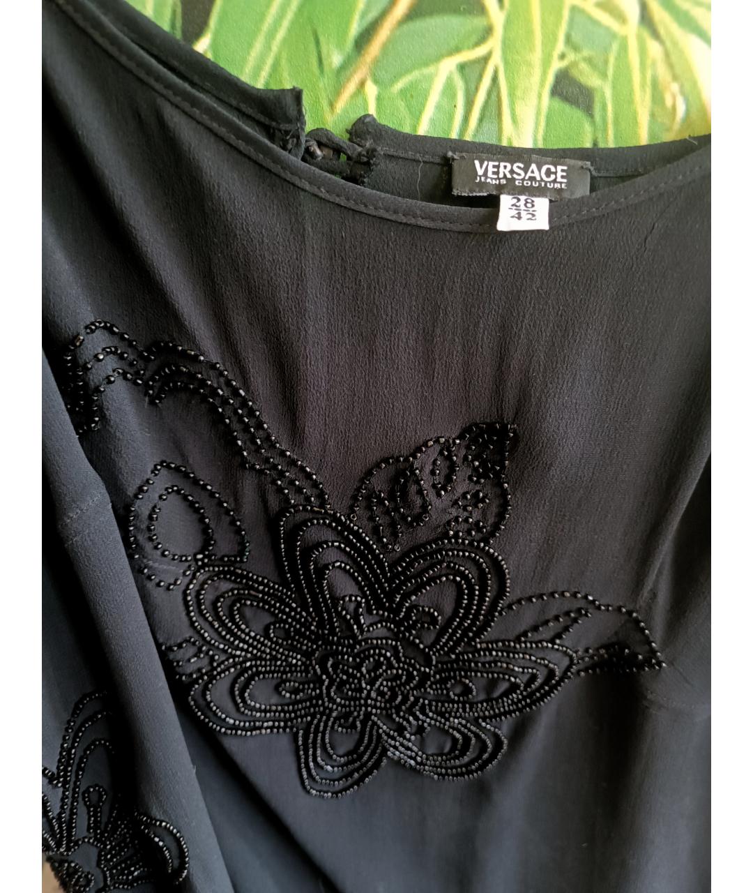 VERSACE JEANS COUTURE Черное шелковое коктейльное платье, фото 2