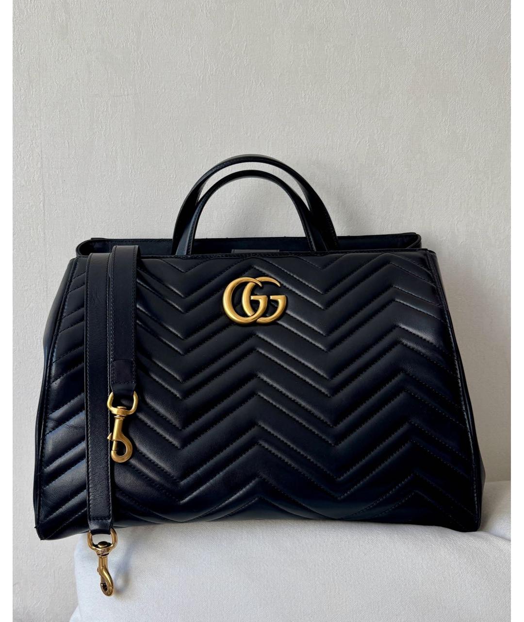 GUCCI Черная кожаная сумка тоут, фото 8