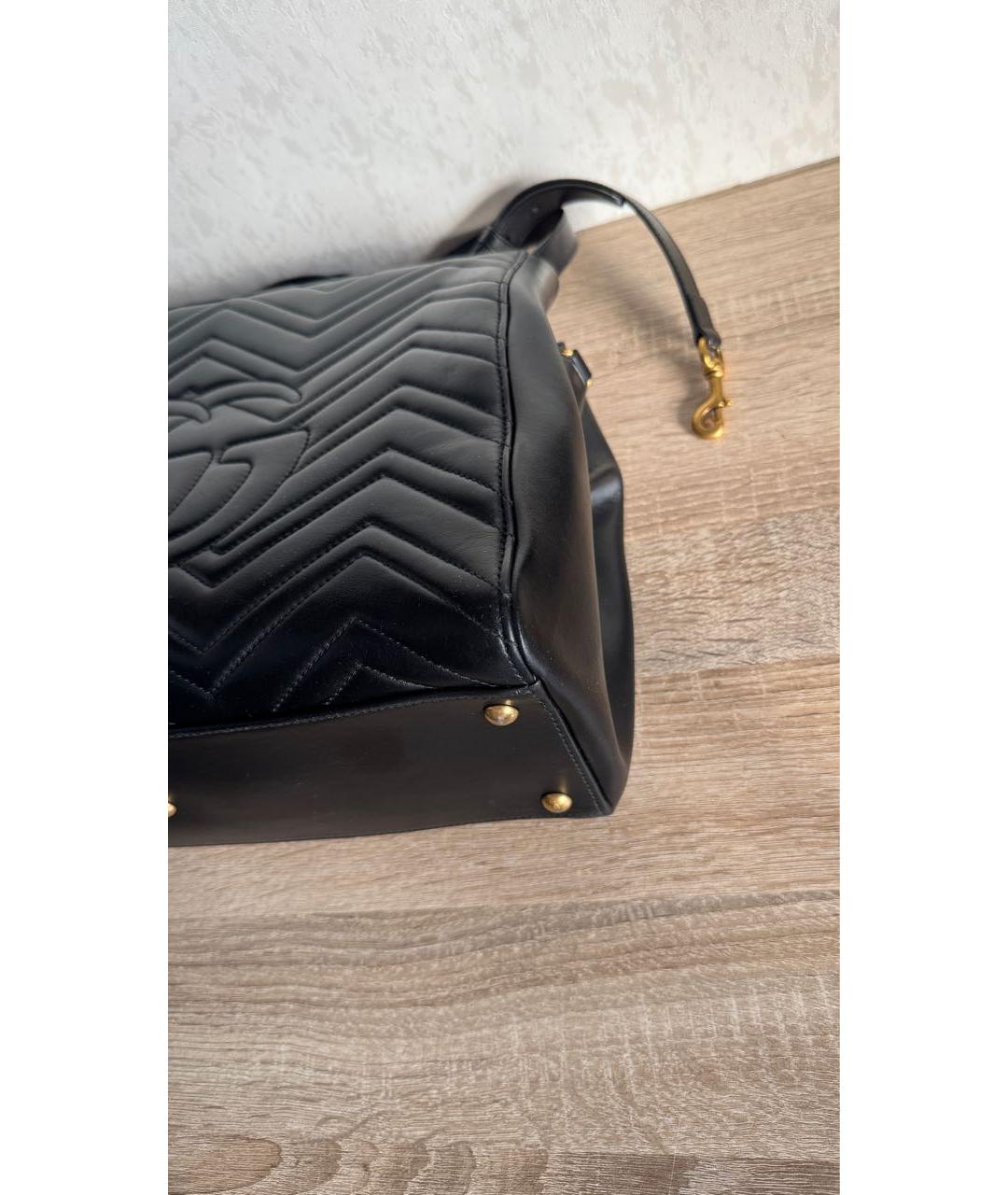 GUCCI Черная кожаная сумка тоут, фото 6