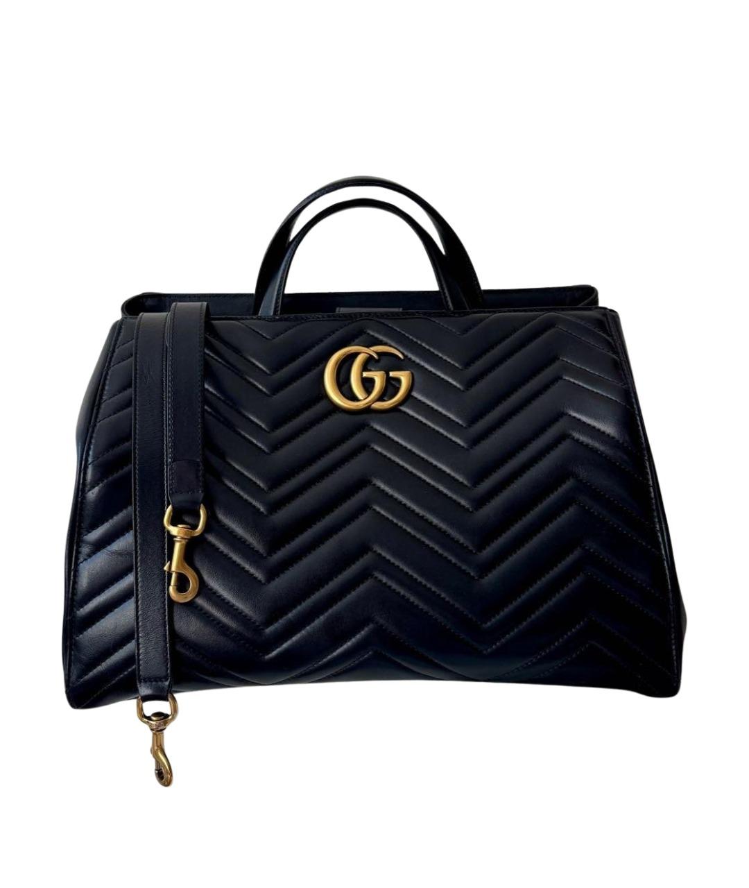 GUCCI Черная кожаная сумка тоут, фото 1