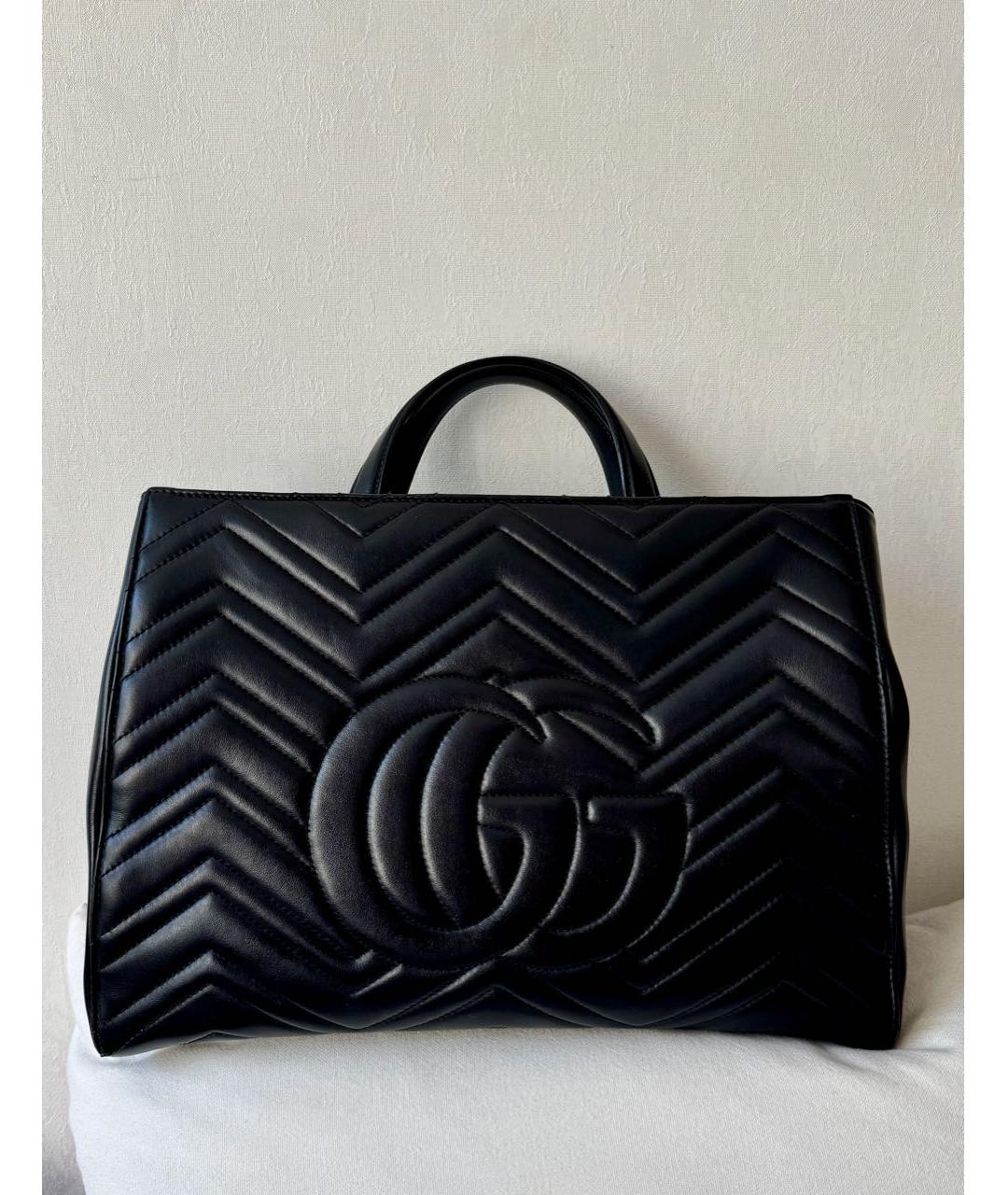 GUCCI Черная кожаная сумка тоут, фото 2