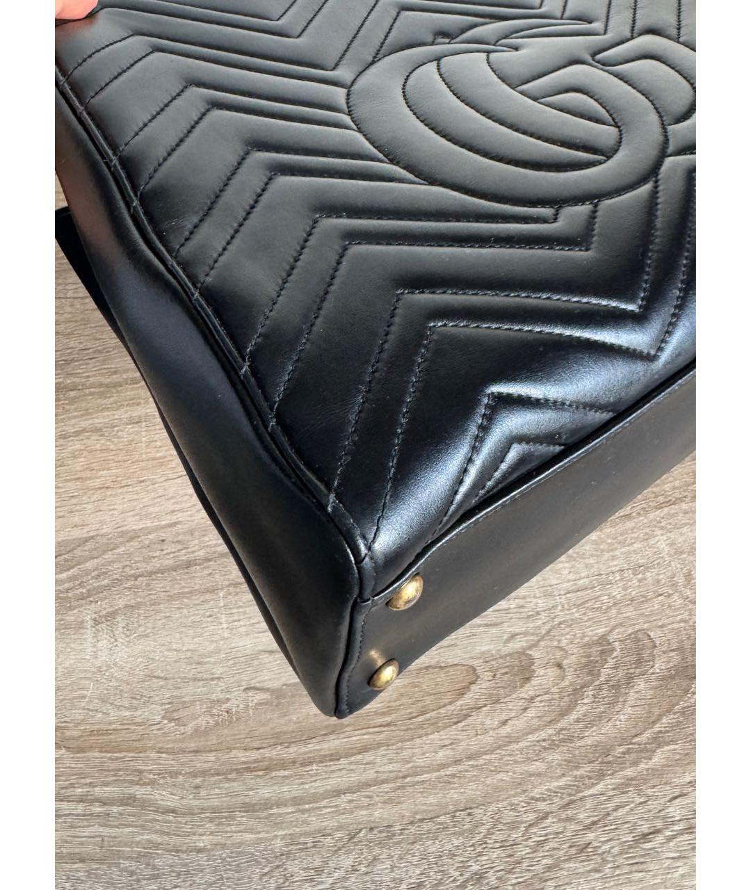GUCCI Черная кожаная сумка тоут, фото 5