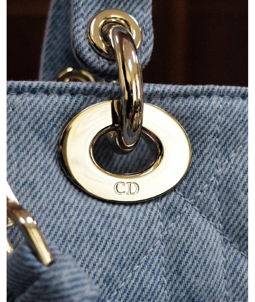 CHRISTIAN DIOR Голубая деним сумка с короткими ручками, фото 6