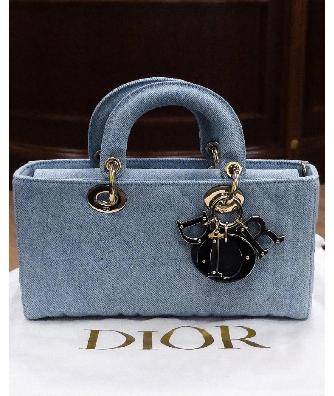 CHRISTIAN DIOR Голубая деним сумка с короткими ручками, фото 9