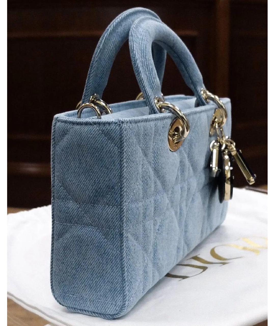 CHRISTIAN DIOR Голубая деним сумка с короткими ручками, фото 2