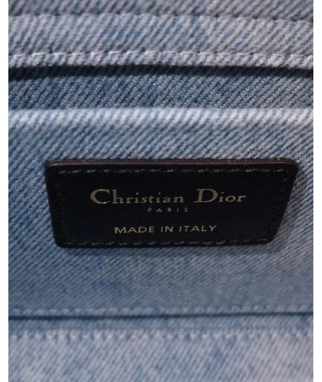 CHRISTIAN DIOR Голубая деним сумка с короткими ручками, фото 5