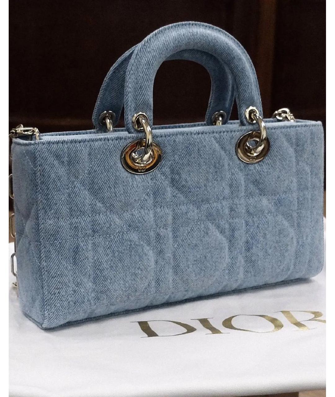 CHRISTIAN DIOR Голубая деним сумка с короткими ручками, фото 3