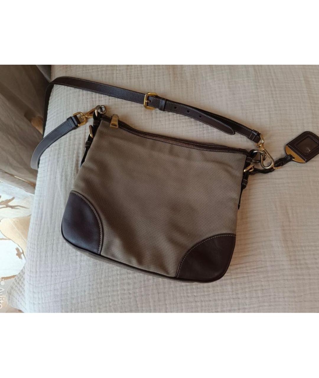 PRADA Бежевая хлопковая сумка через плечо, фото 3