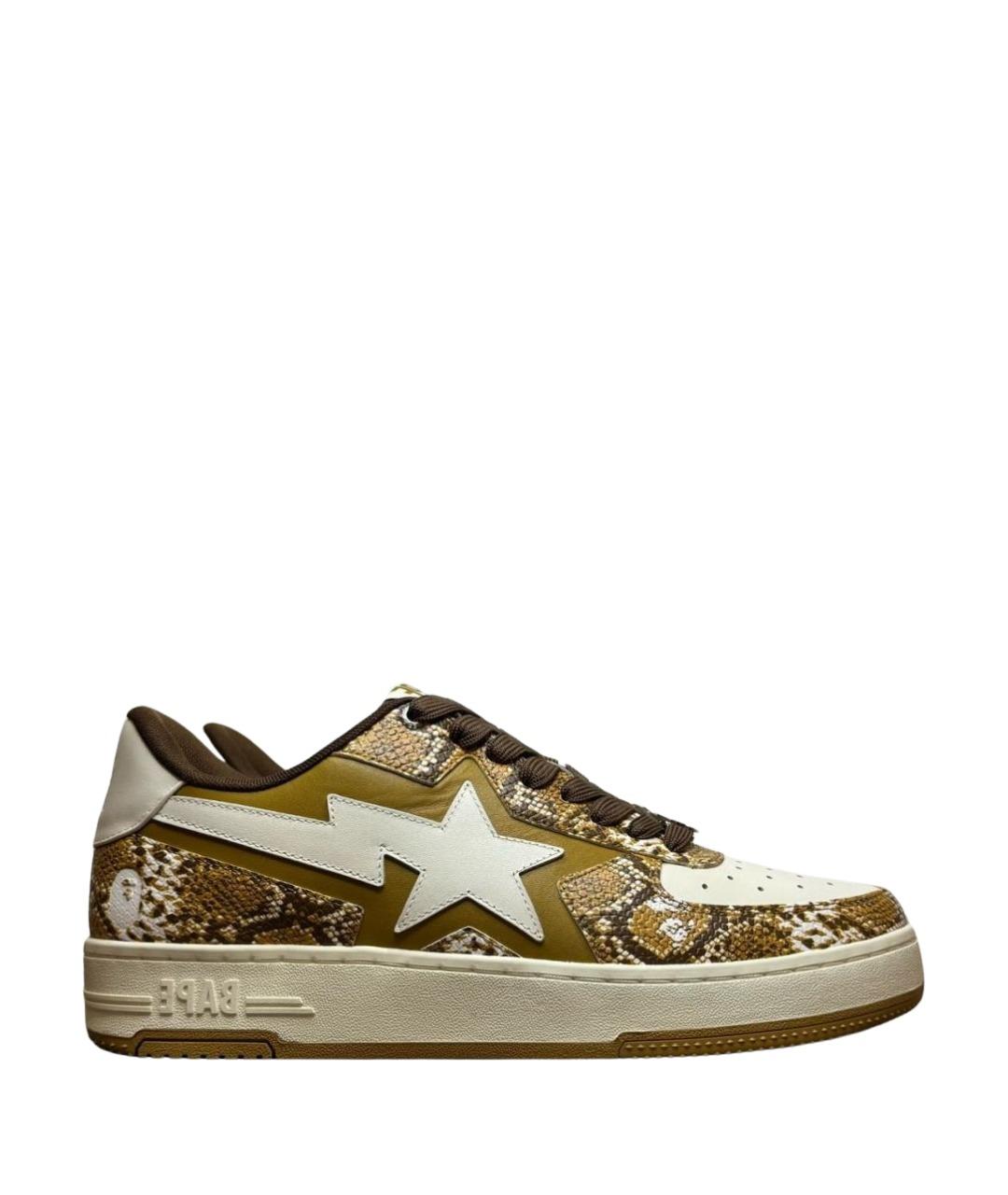 BAPE Горчичные кожаные низкие кроссовки / кеды, фото 1