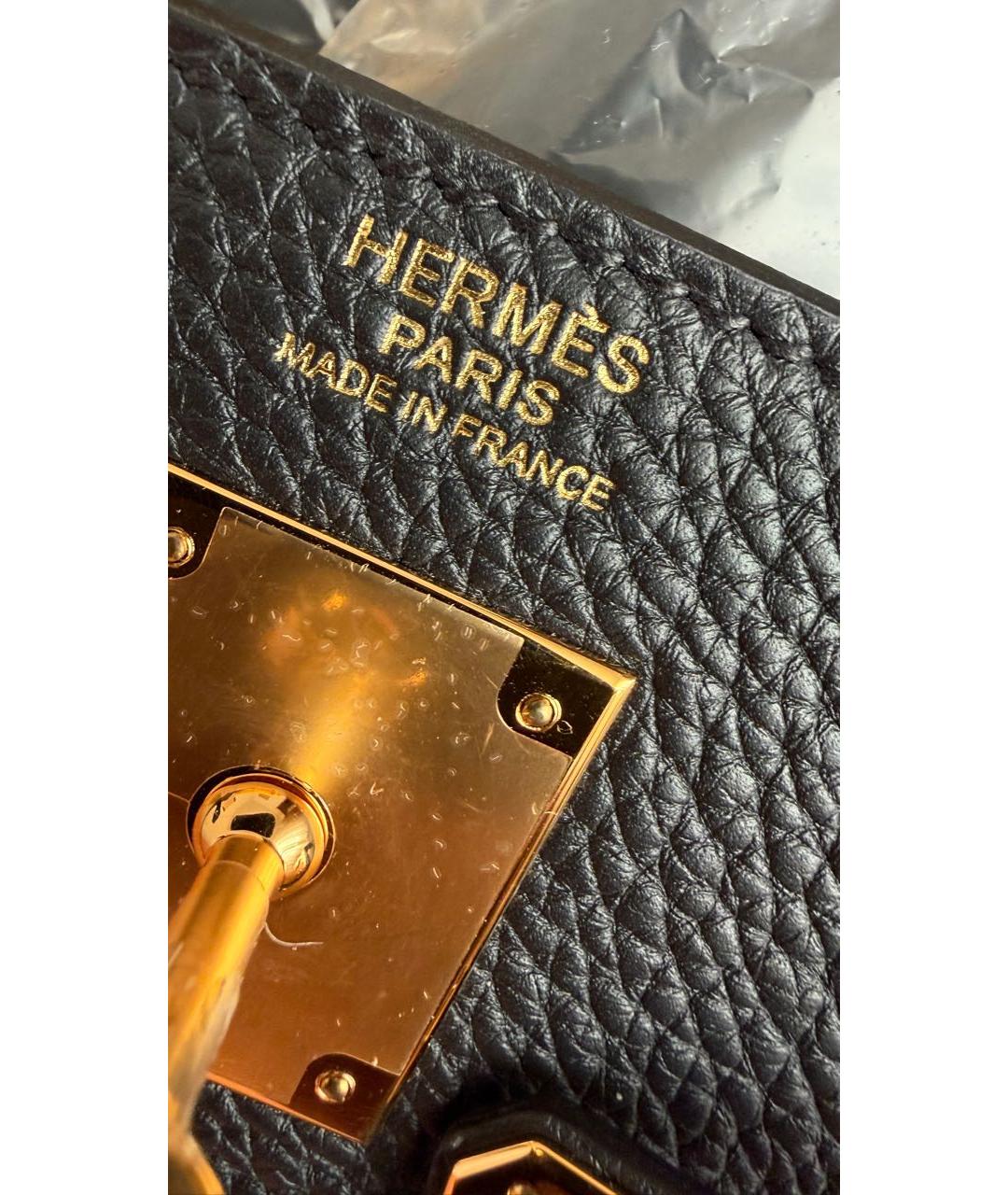 HERMES Черная кожаная сумка с короткими ручками, фото 6