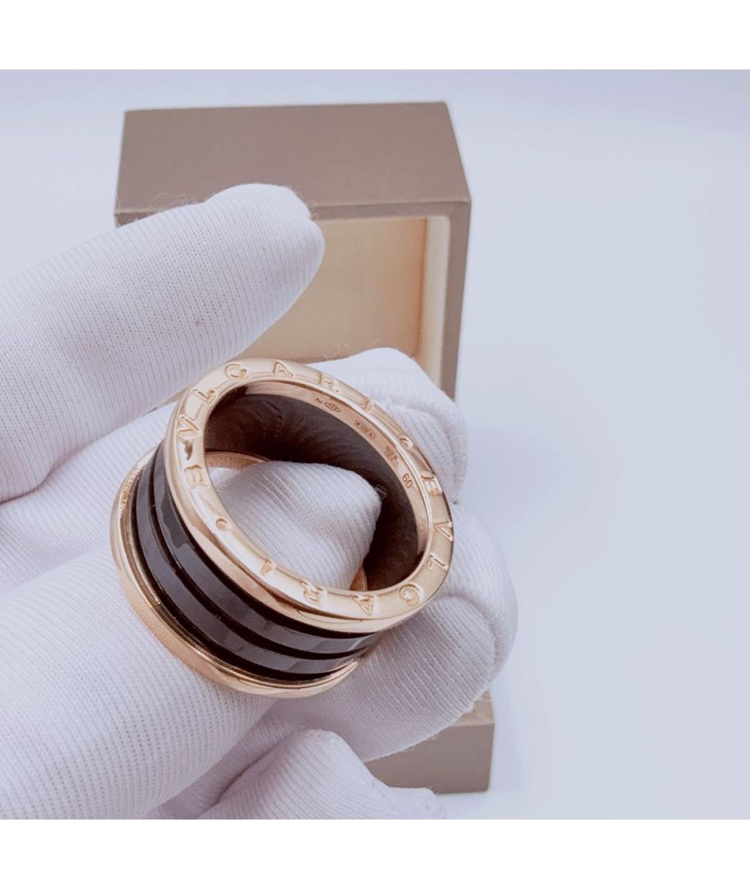 BVLGARI Черное кольцо из розового золота, фото 6