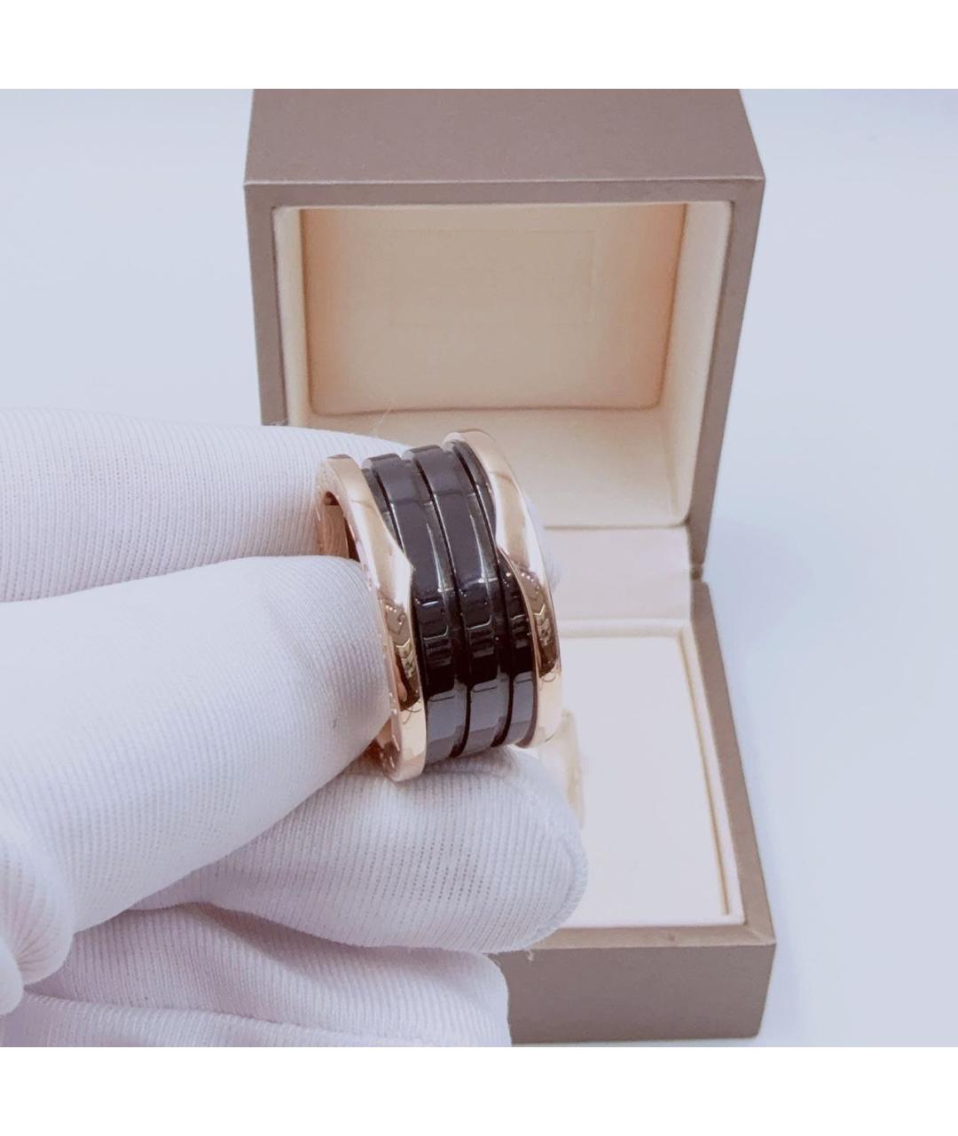 BVLGARI Черное кольцо из розового золота, фото 4
