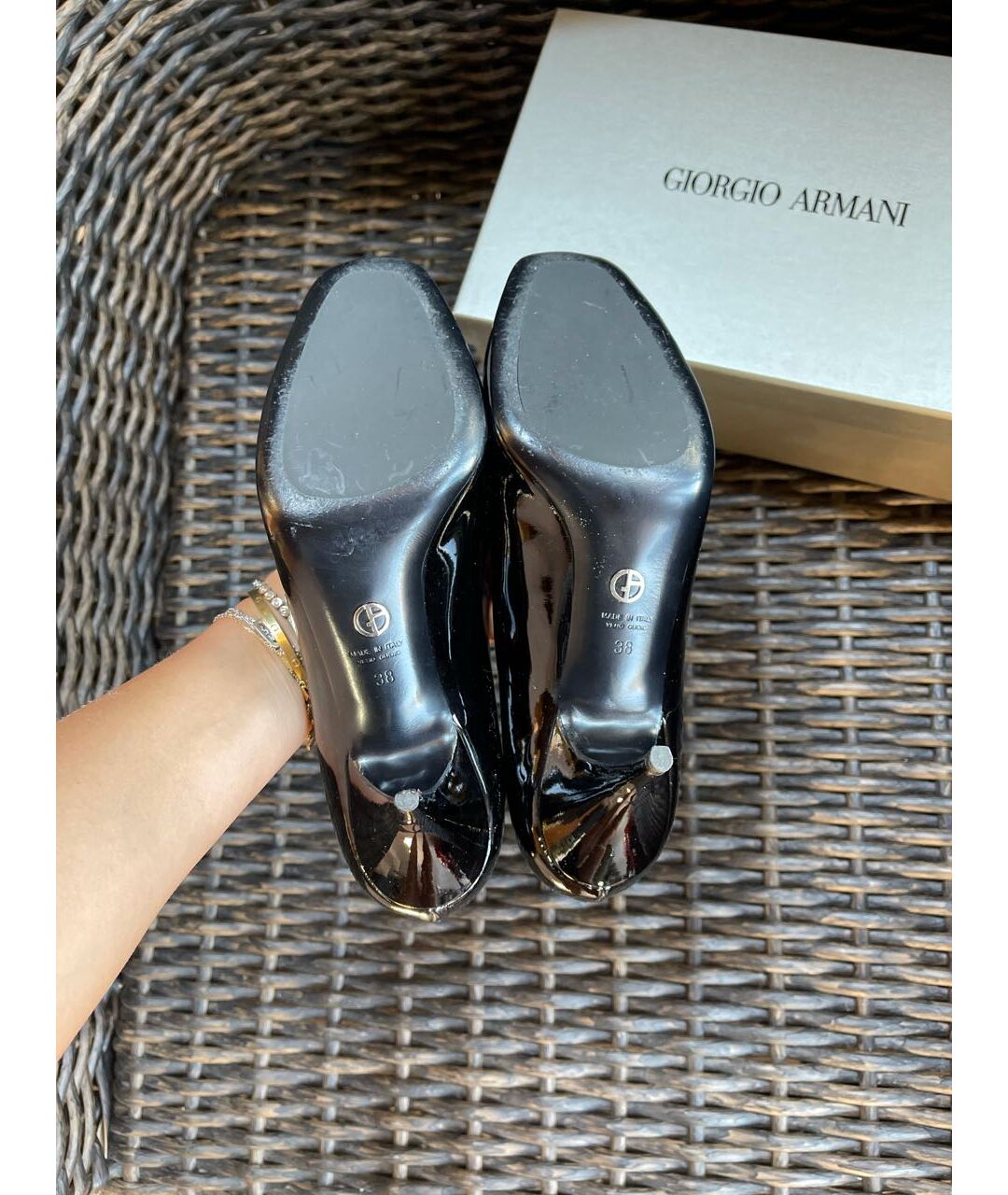 GIORGIO ARMANI Черные туфли из лакированной кожи, фото 5