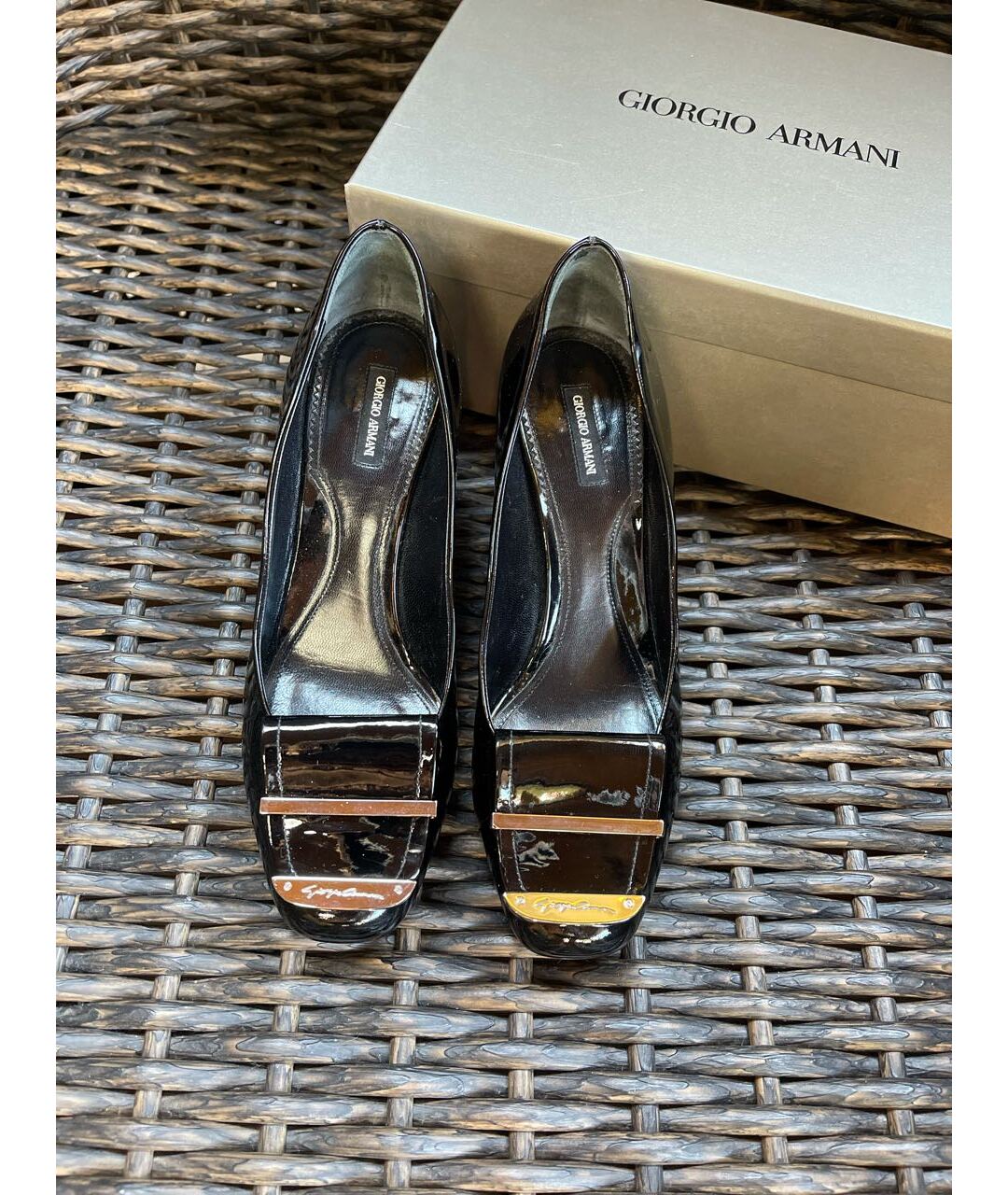 GIORGIO ARMANI Черные туфли из лакированной кожи, фото 2