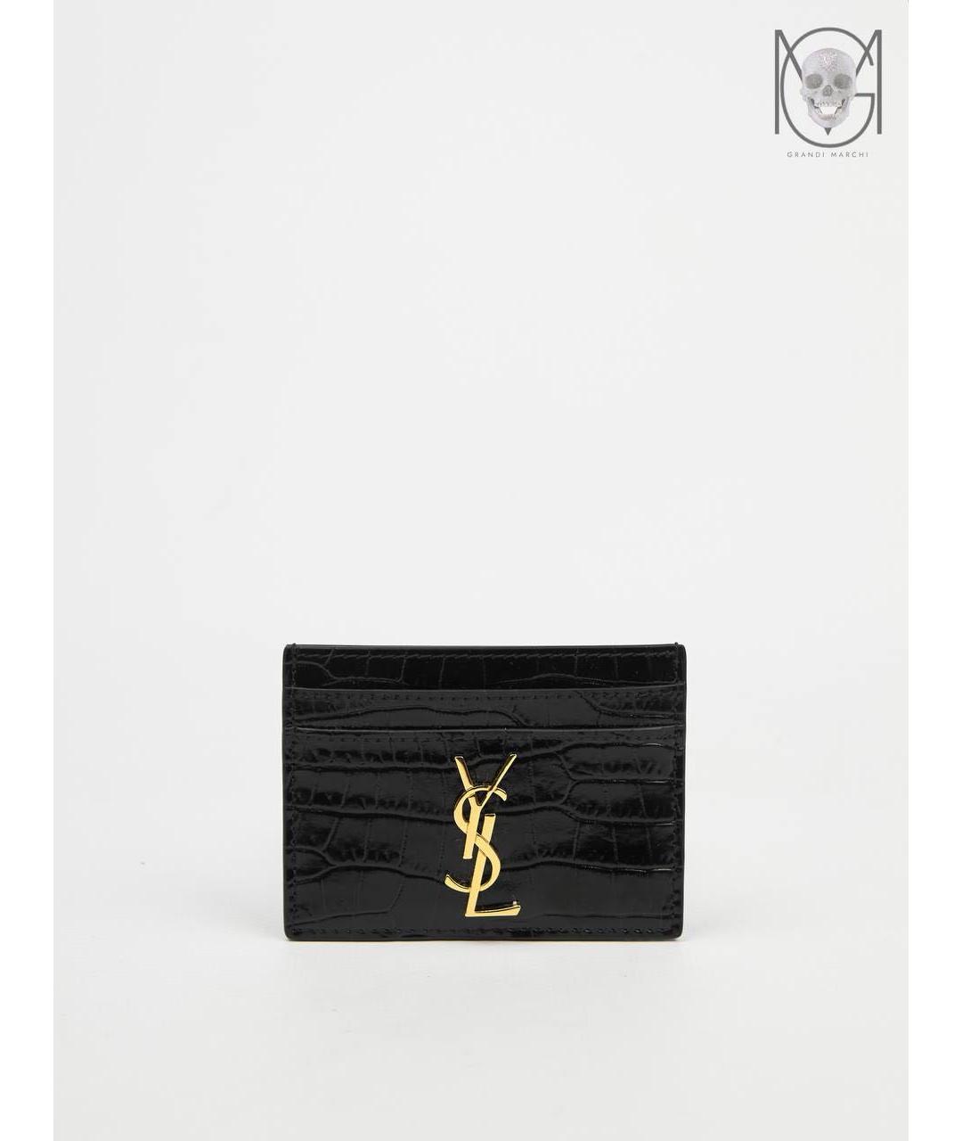 SAINT LAURENT Черный кожаный кардхолдер, фото 5
