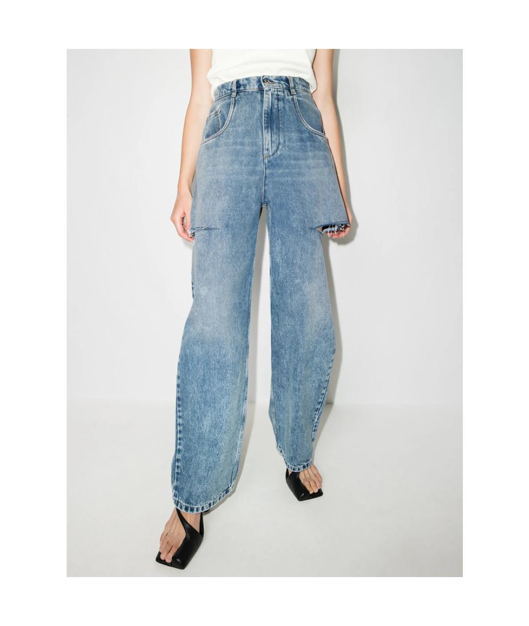 MAISON MARGIELA Голубые хлопковые прямые джинсы, фото 2