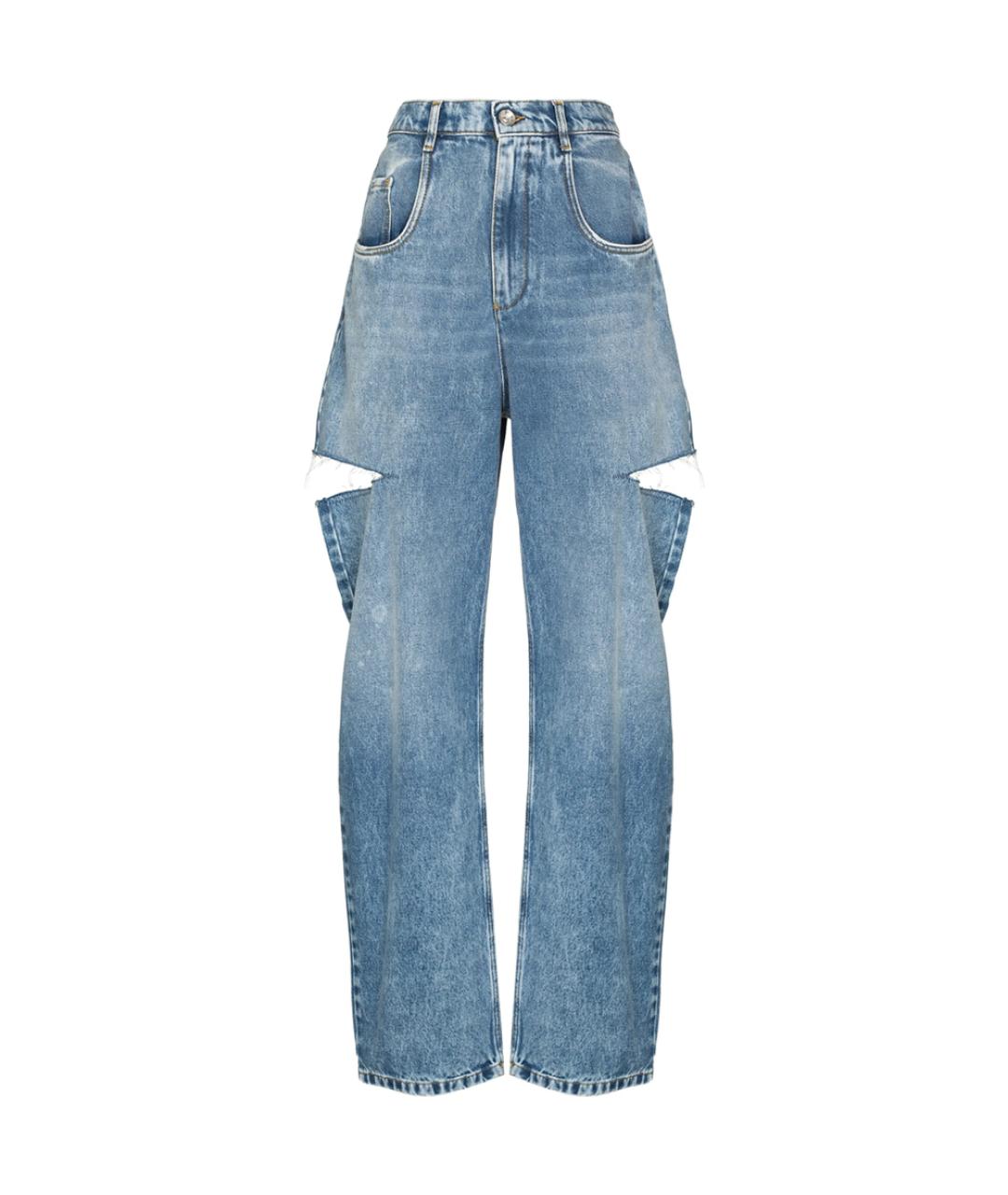MAISON MARGIELA Голубые хлопковые прямые джинсы, фото 1