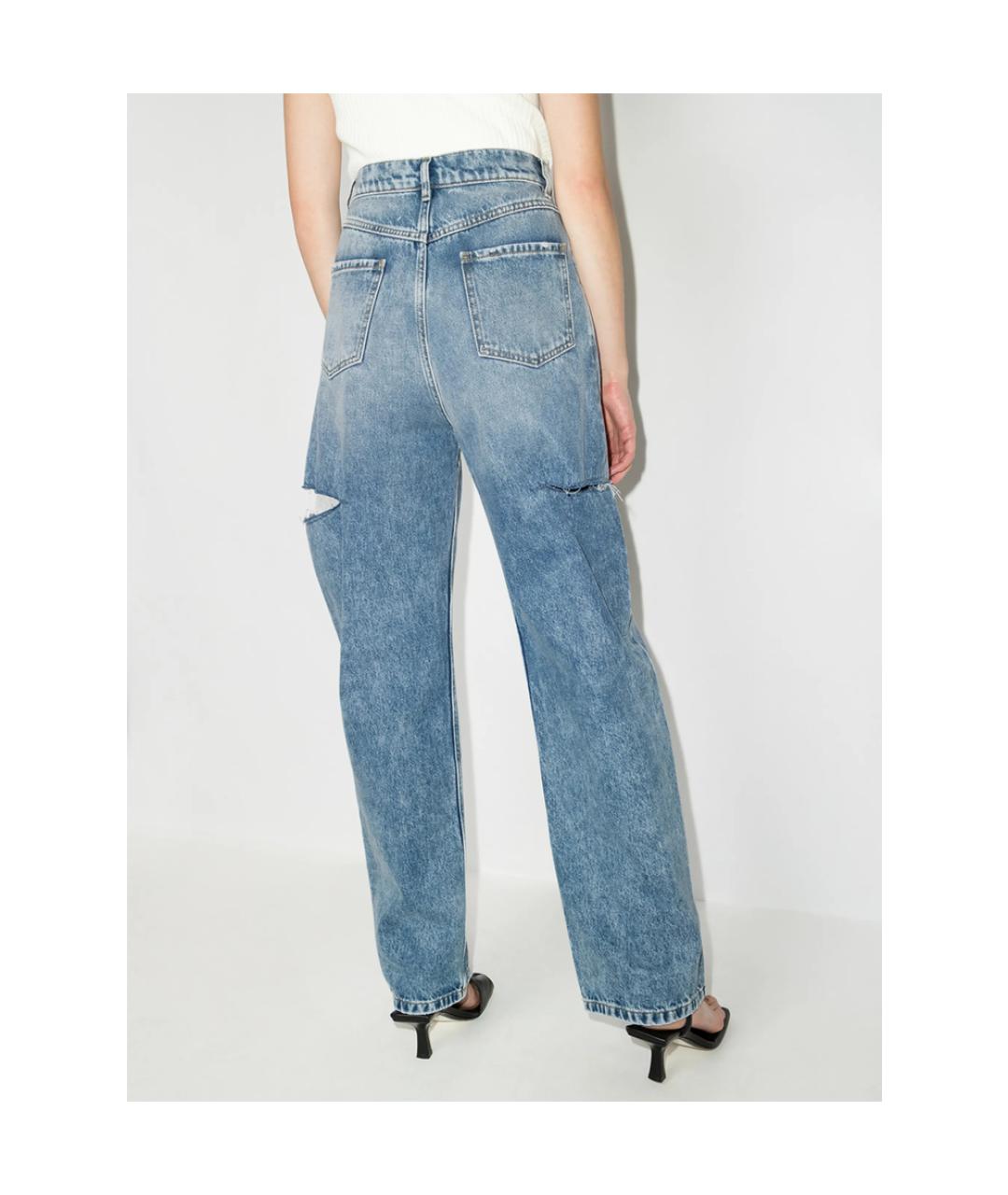 MAISON MARGIELA Голубые хлопковые прямые джинсы, фото 3