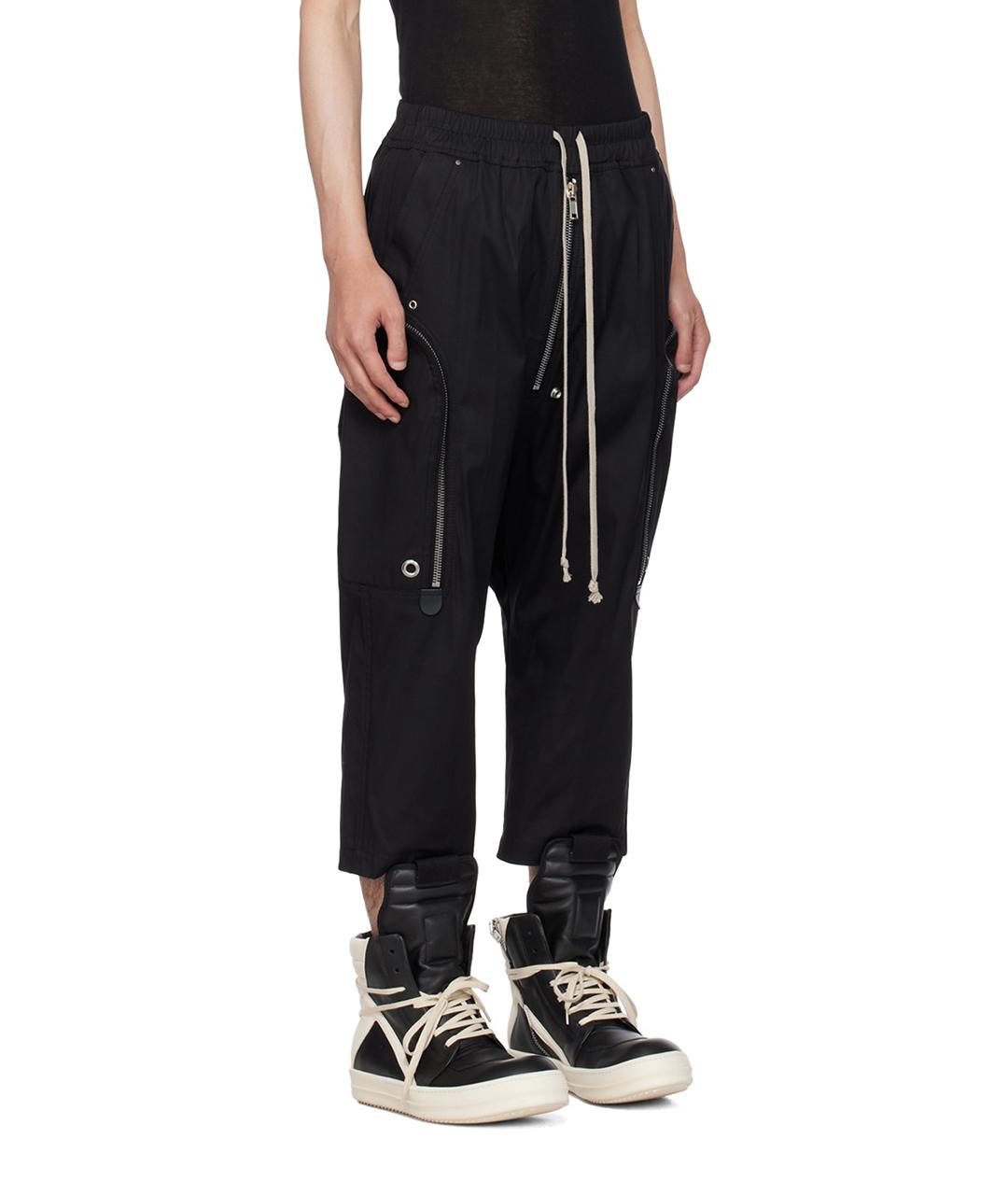 RICK OWENS Черные хлопковые повседневные брюки, фото 6