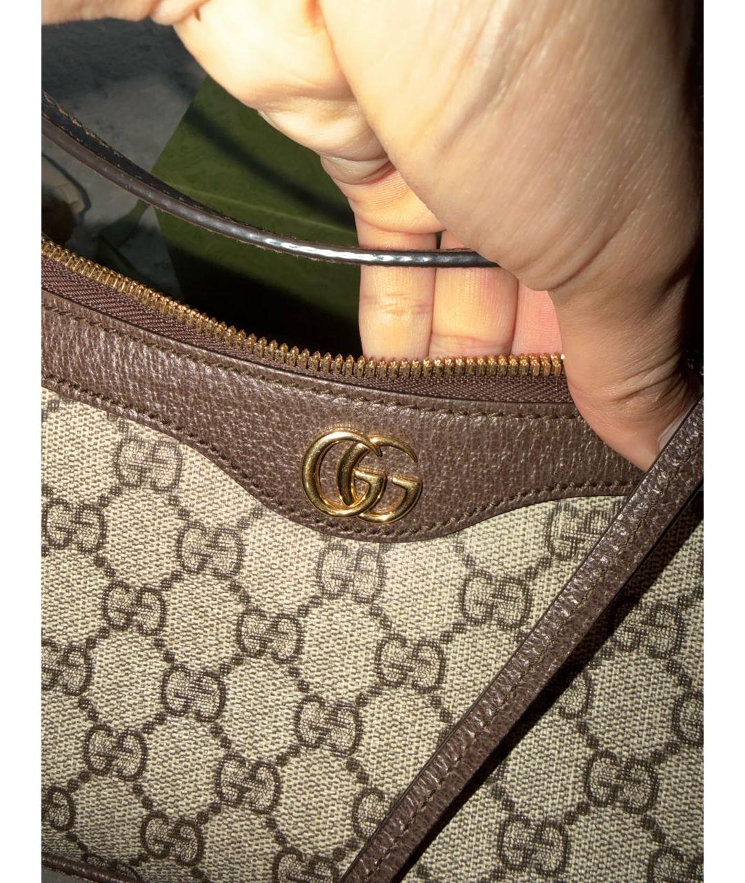 GUCCI Коричневая кожаная сумка с короткими ручками, фото 5