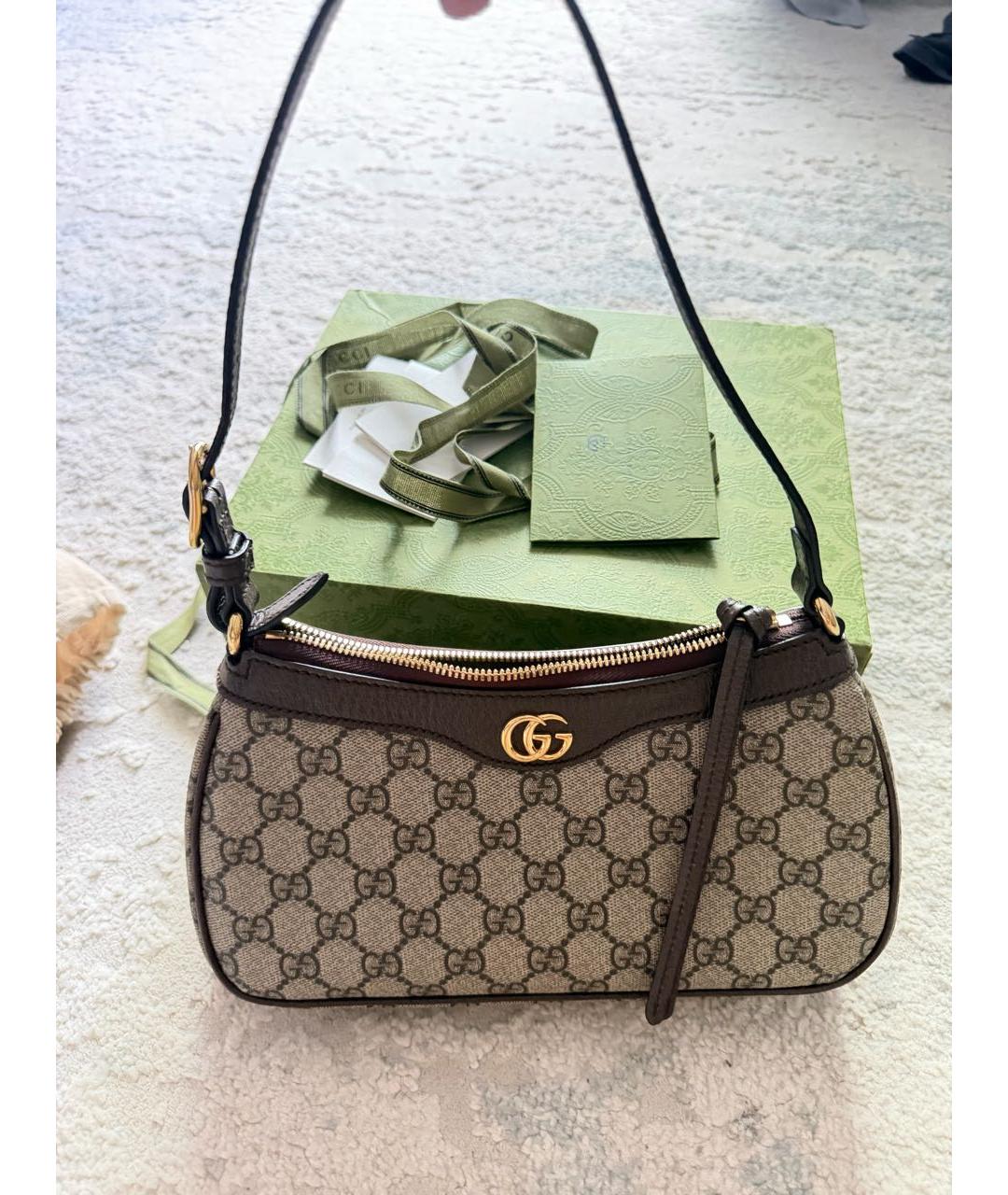 GUCCI Коричневая кожаная сумка с короткими ручками, фото 8