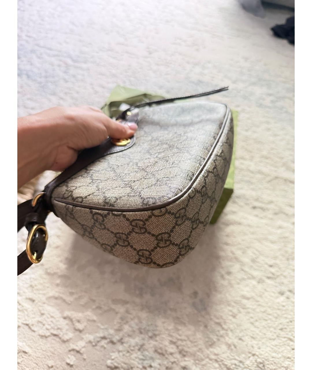 GUCCI Коричневая кожаная сумка с короткими ручками, фото 3