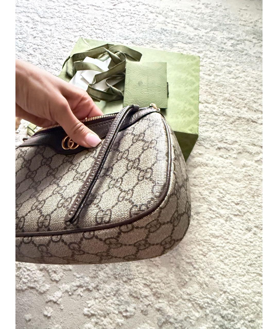 GUCCI Коричневая кожаная сумка с короткими ручками, фото 2
