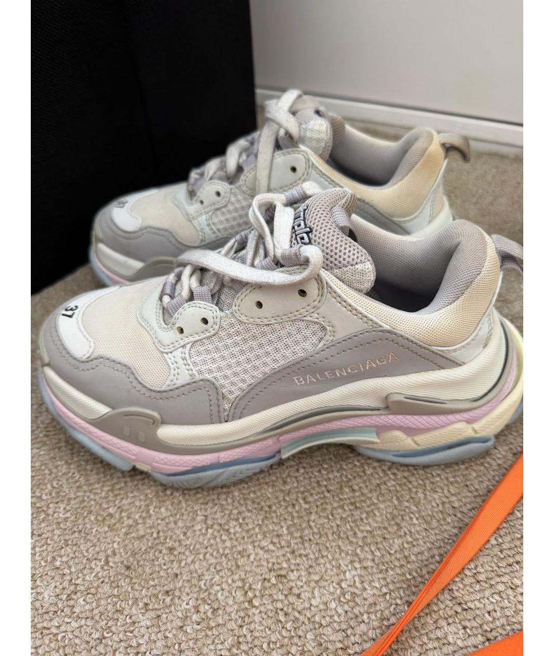BALENCIAGA Белые кожаные кроссовки, фото 5
