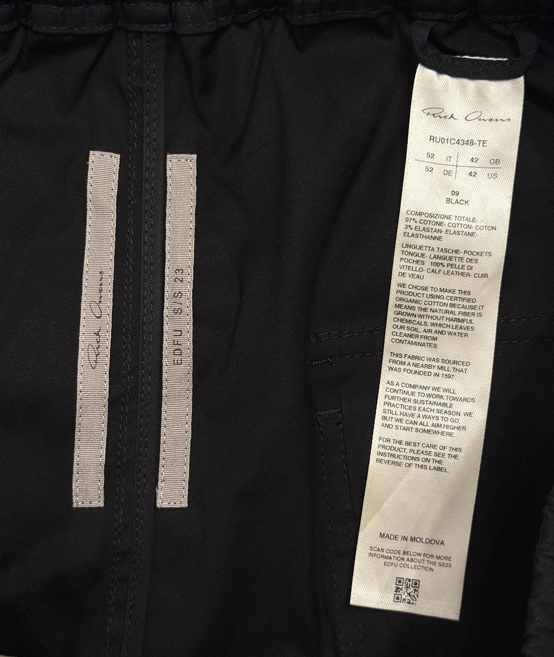 RICK OWENS Черные хлопковые прямые брюки, фото 9