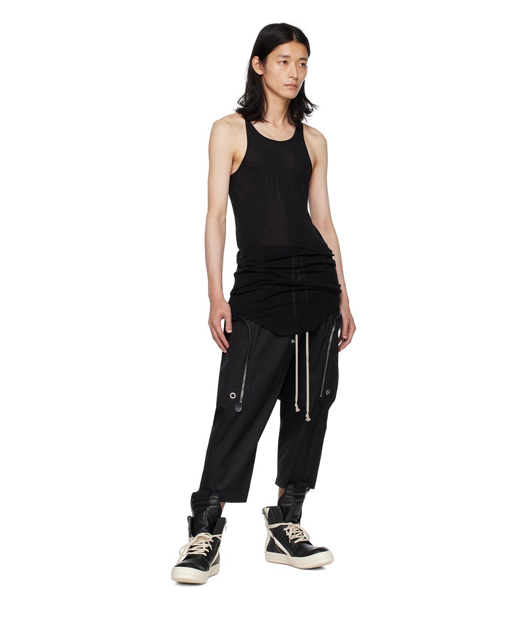 RICK OWENS Черные хлопковые прямые брюки, фото 4