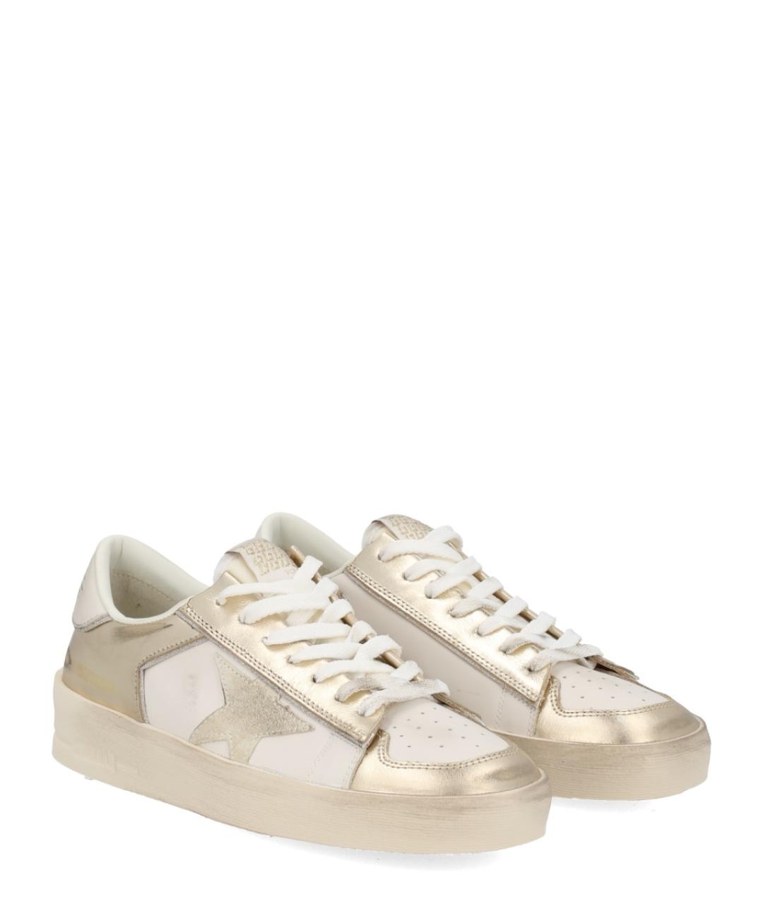 GOLDEN GOOSE DELUXE BRAND Серебряные кожаные кеды, фото 2