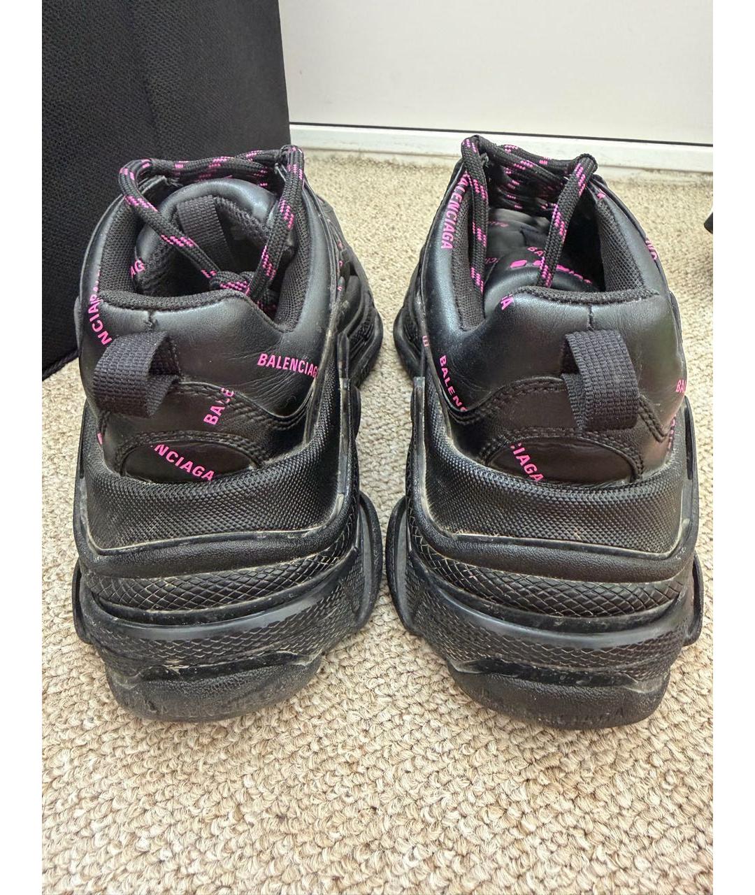 BALENCIAGA Черные кожаные кроссовки, фото 3