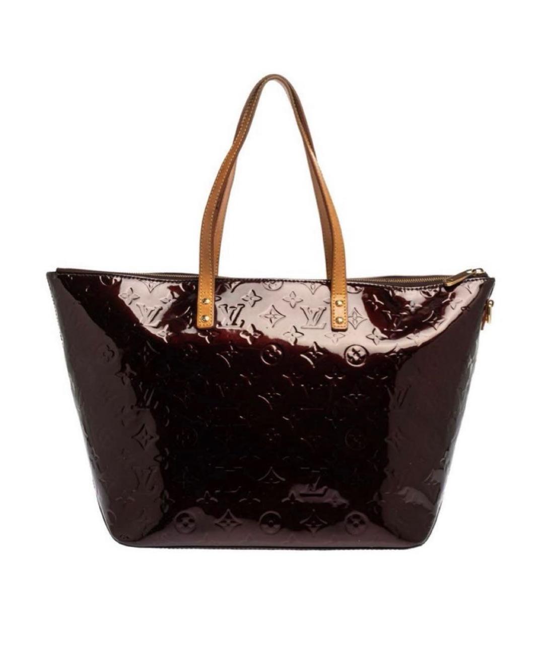 LOUIS VUITTON Бордовая сумка тоут из лакированной кожи, фото 3