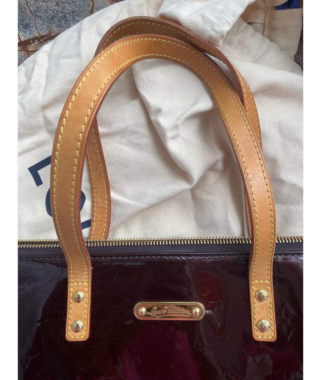 LOUIS VUITTON Бордовая сумка тоут из лакированной кожи, фото 5