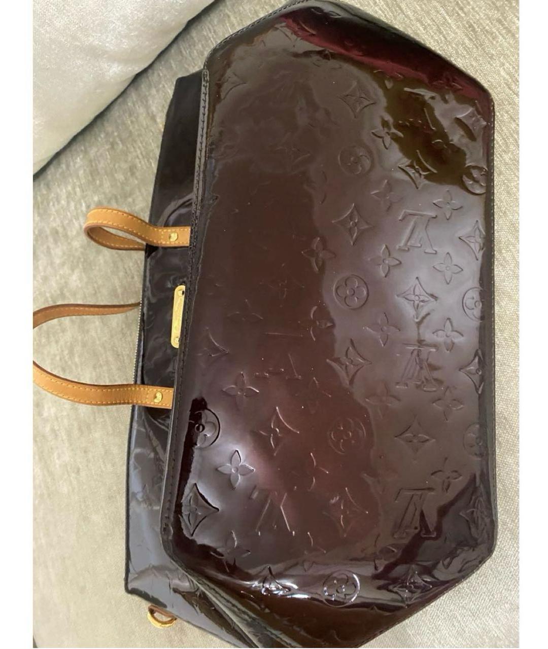 LOUIS VUITTON Бордовая сумка тоут из лакированной кожи, фото 6