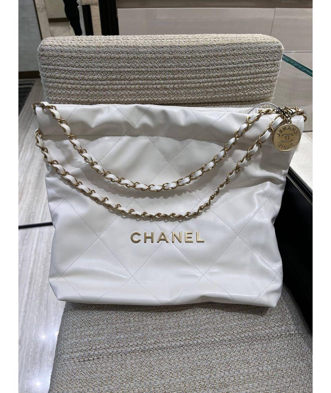 CHANEL Белая кожаная сумка тоут, фото 1