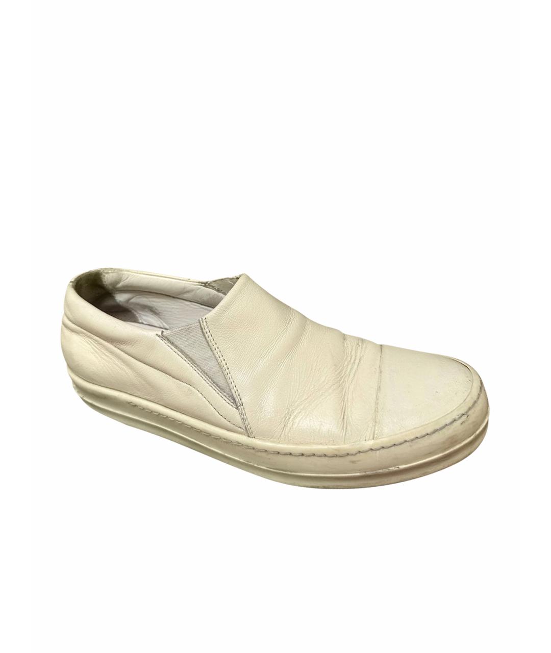 RICK OWENS Белые кожаные слипоны, фото 1