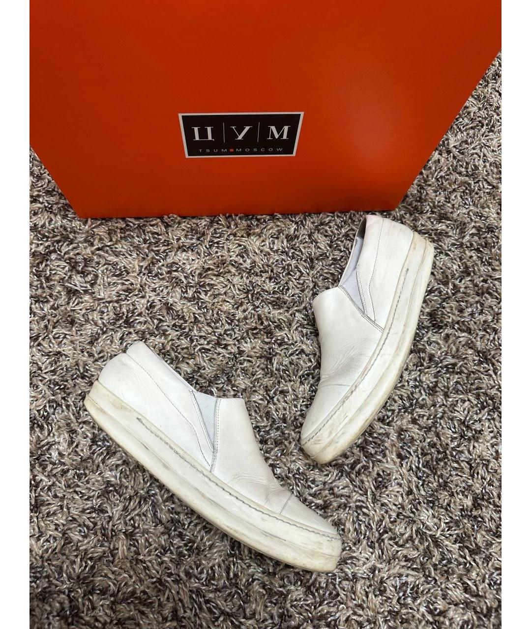 RICK OWENS Белые кожаные слипоны, фото 2