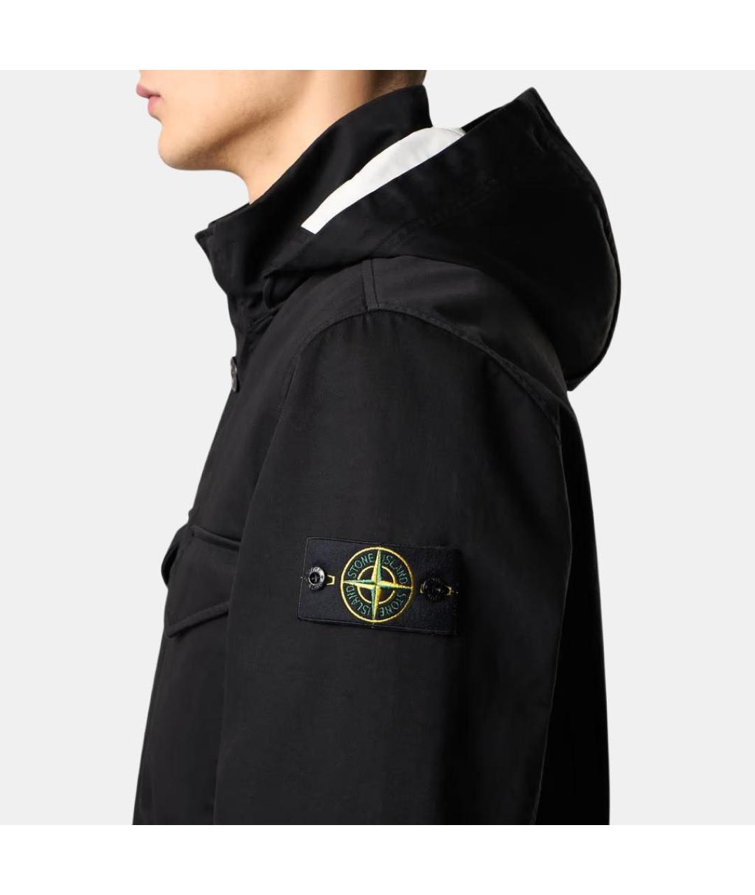 STONE ISLAND Черная хлопковая куртка, фото 8