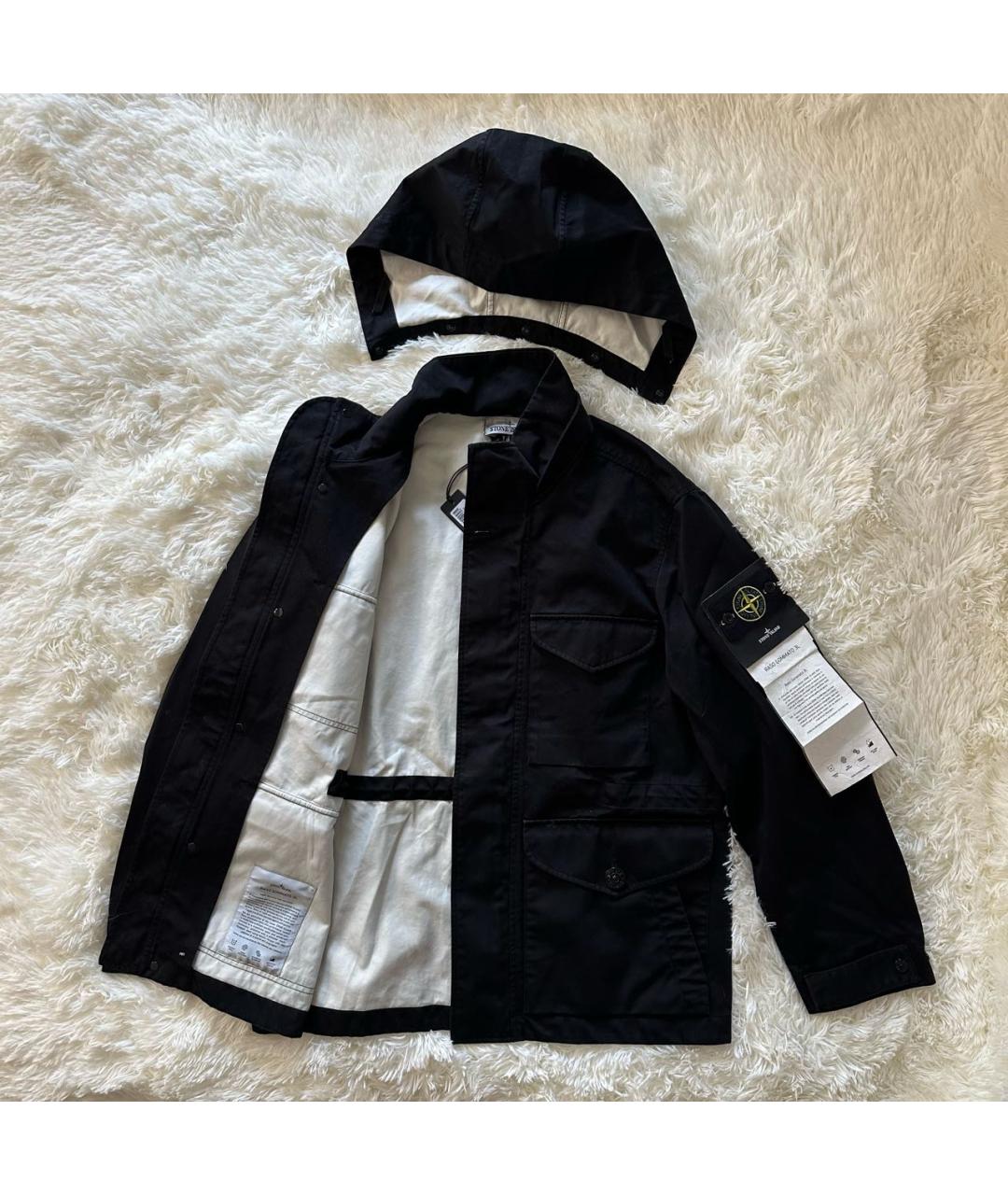 STONE ISLAND Черная хлопковая куртка, фото 3