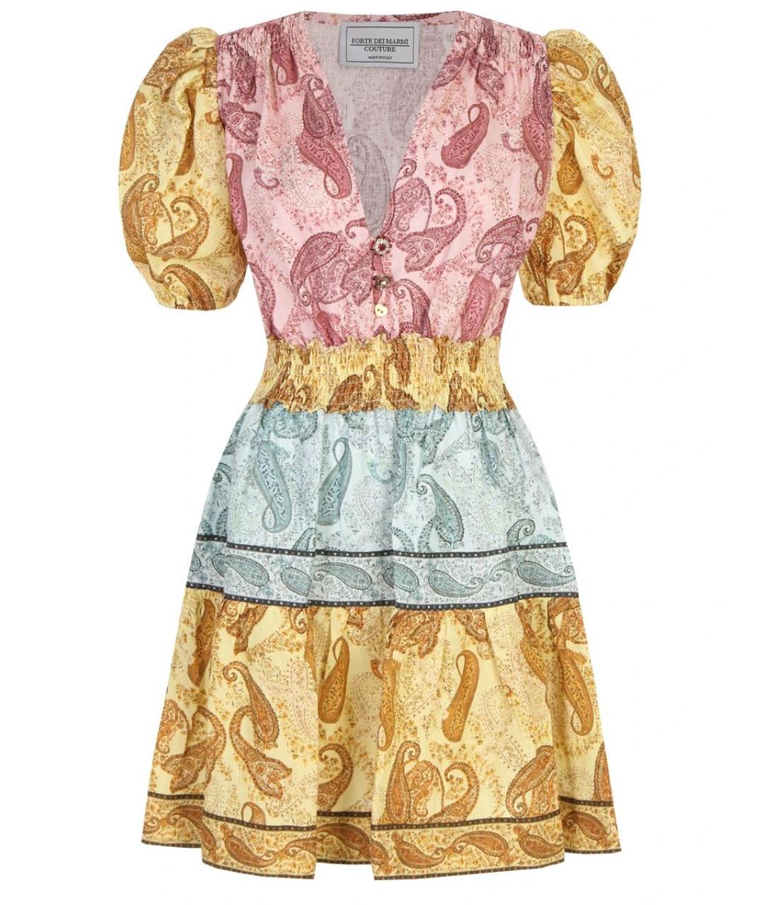 FORTE COUTURE Мульти льняное коктейльное платье, фото 1