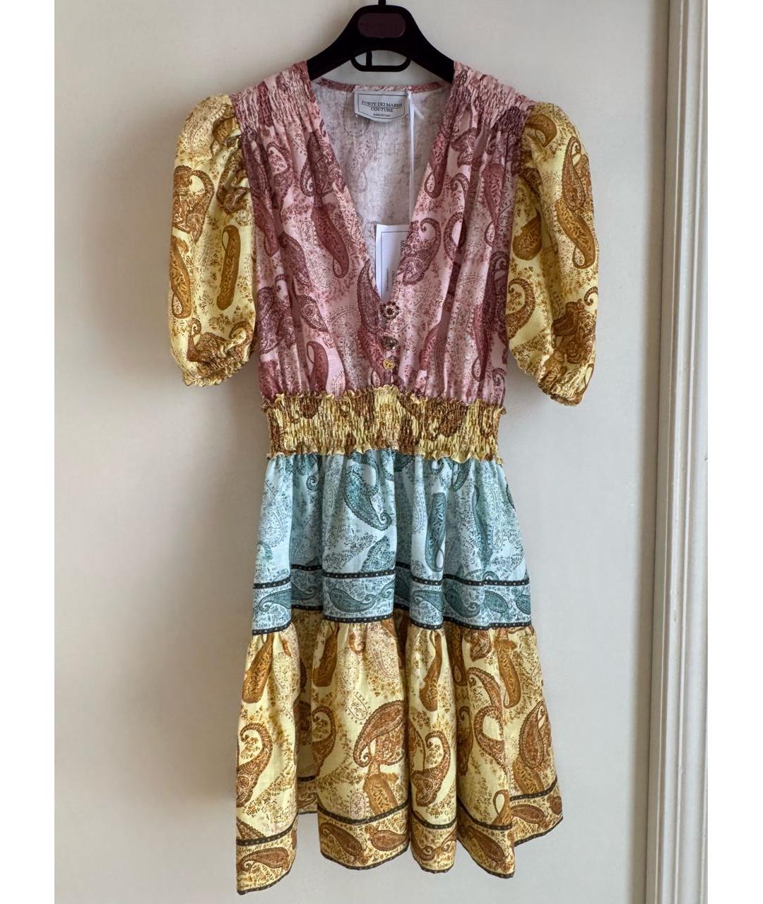 FORTE COUTURE Мульти льняное коктейльное платье, фото 5