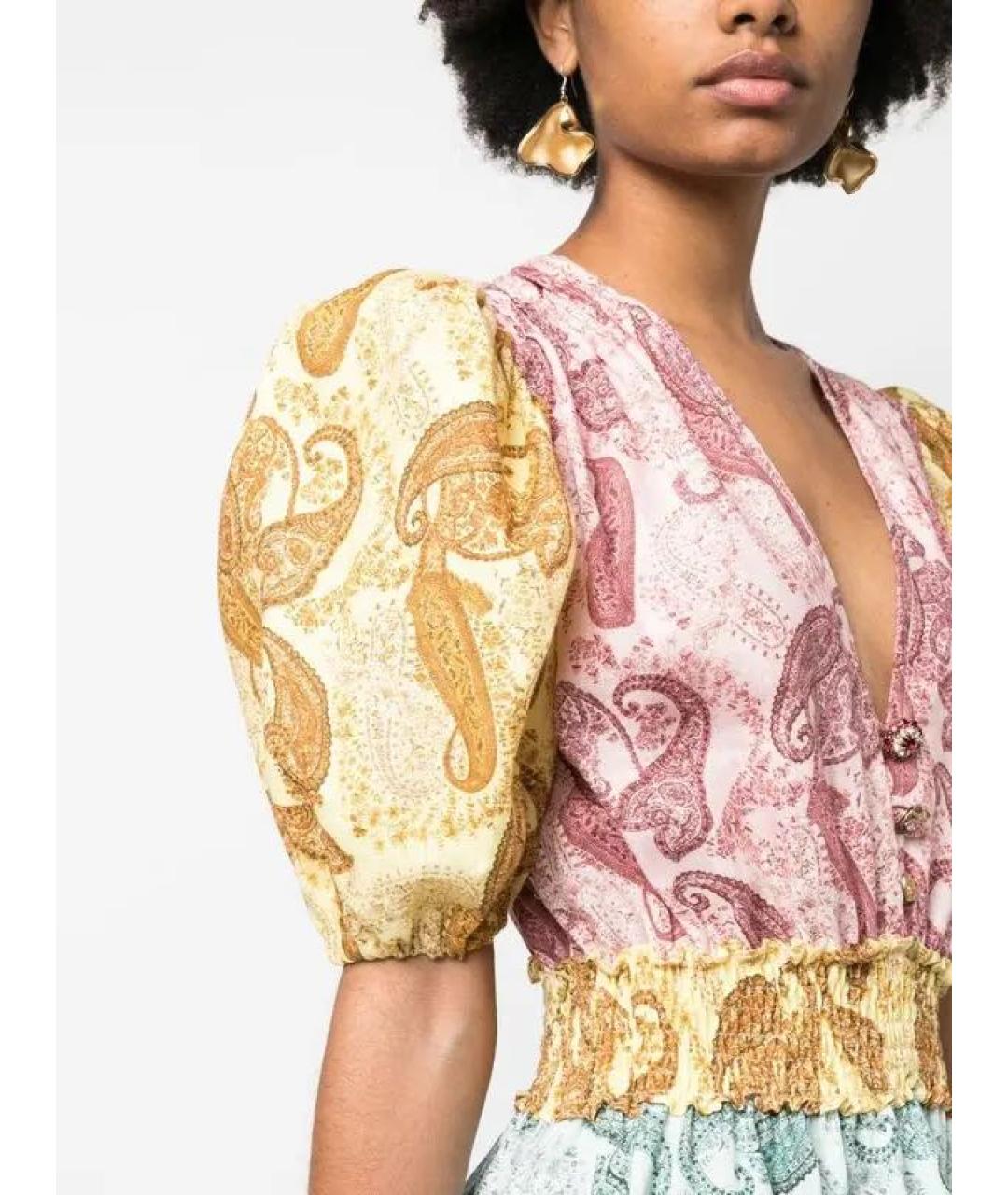 FORTE COUTURE Мульти льняное коктейльное платье, фото 4