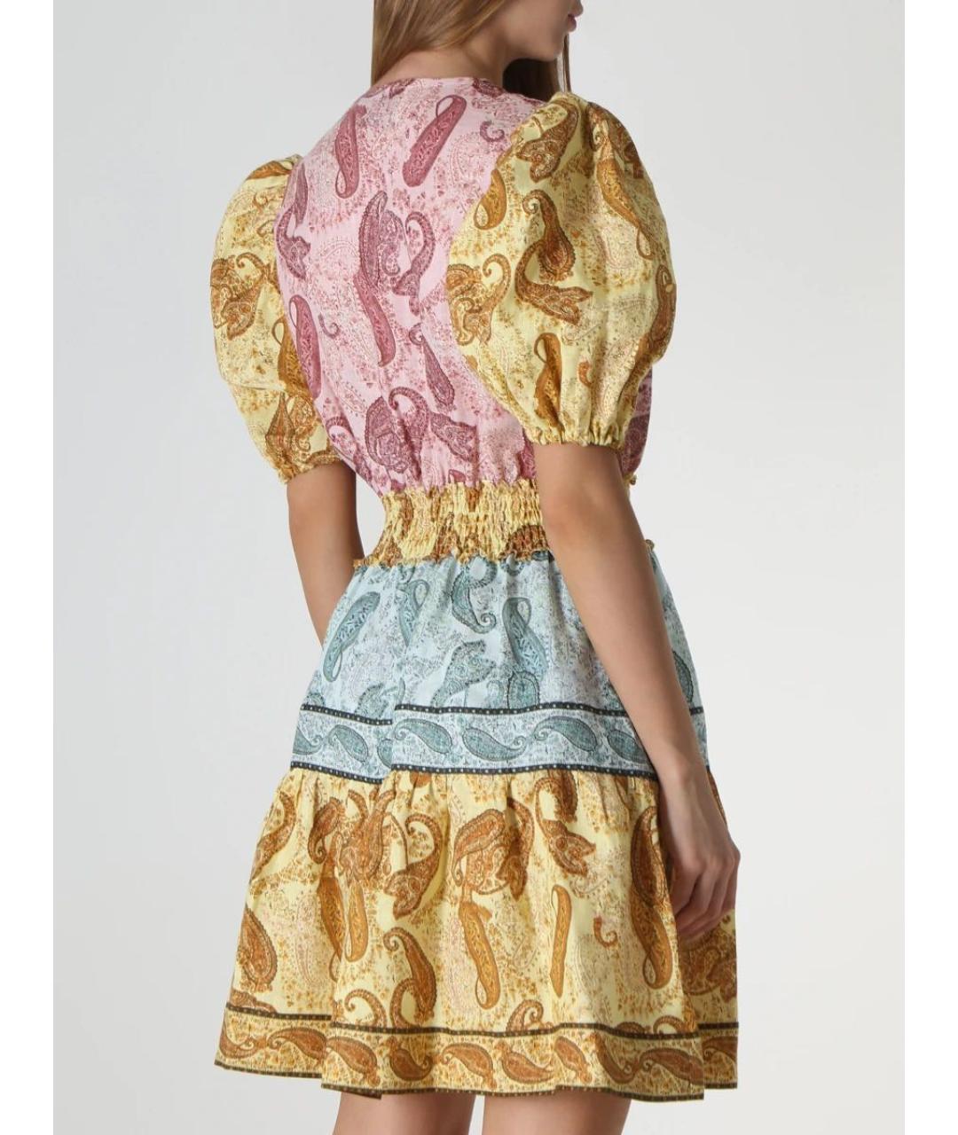 FORTE COUTURE Мульти льняное коктейльное платье, фото 3