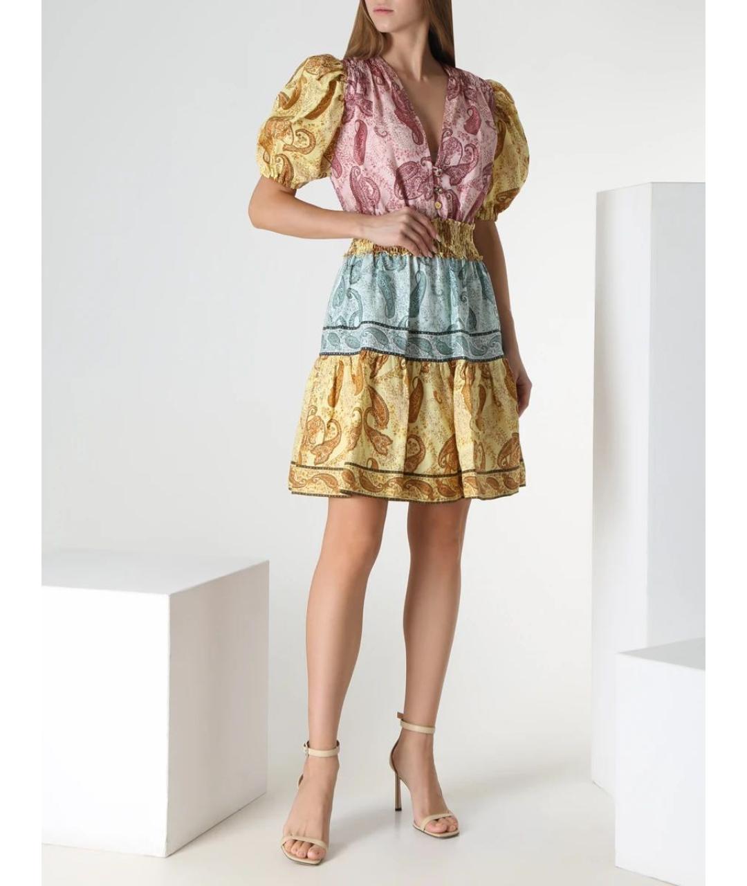 FORTE COUTURE Мульти льняное коктейльное платье, фото 2