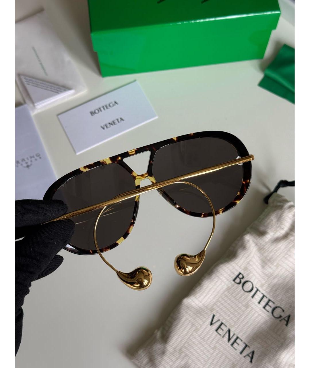 BOTTEGA VENETA Коричневые металлические солнцезащитные очки, фото 3