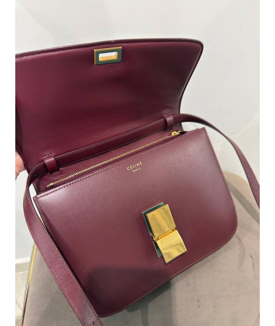 CELINE Бордовая кожаная сумка через плечо, фото 3