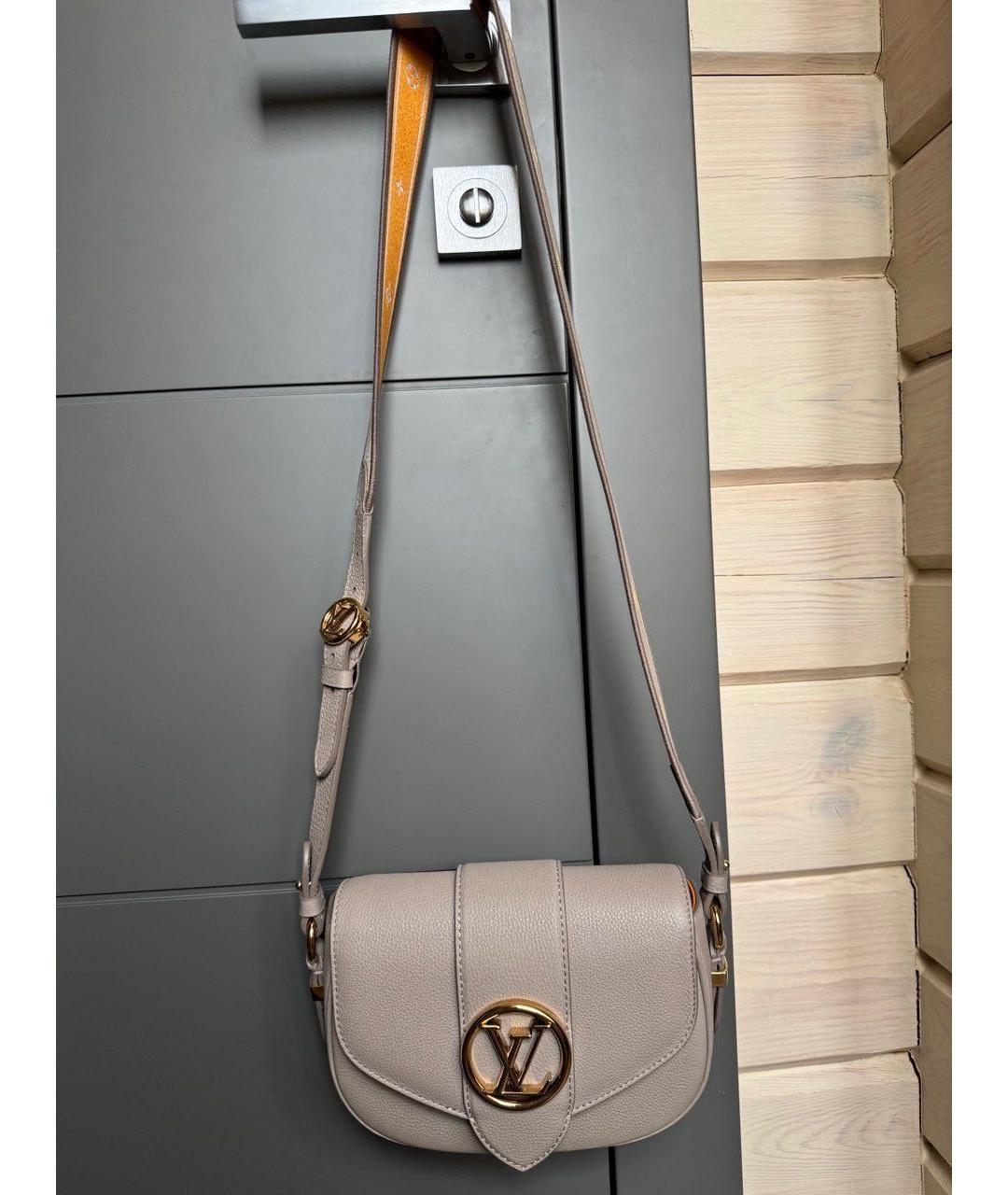 LOUIS VUITTON Бежевая кожаная сумка через плечо, фото 6