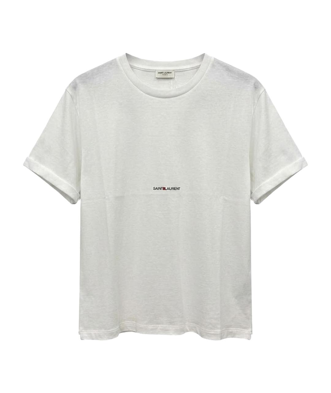 SAINT LAURENT Белая хлопковая футболка, фото 1