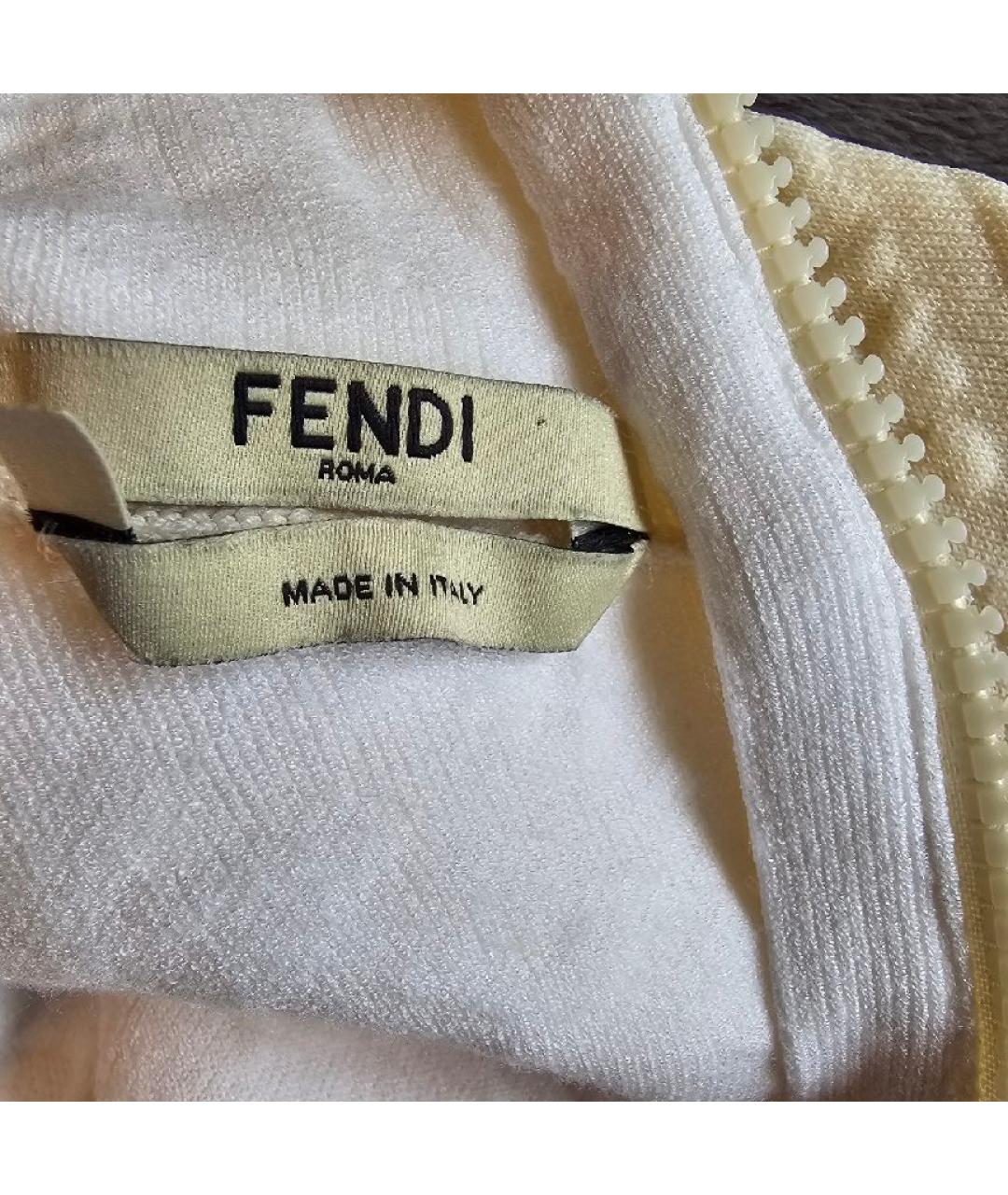 FENDI Белое вискозное повседневное платье, фото 3